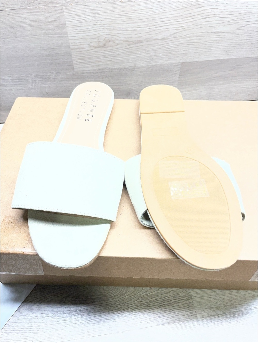 Journee Collection Ivory Slide Sandals with Wide Band #239